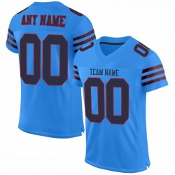 Custom Powder Blue Navy-Red Mesh Authentic Football Jersey