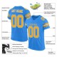 Custom Powder Blue Gold-White Mesh Authentic Football Jersey