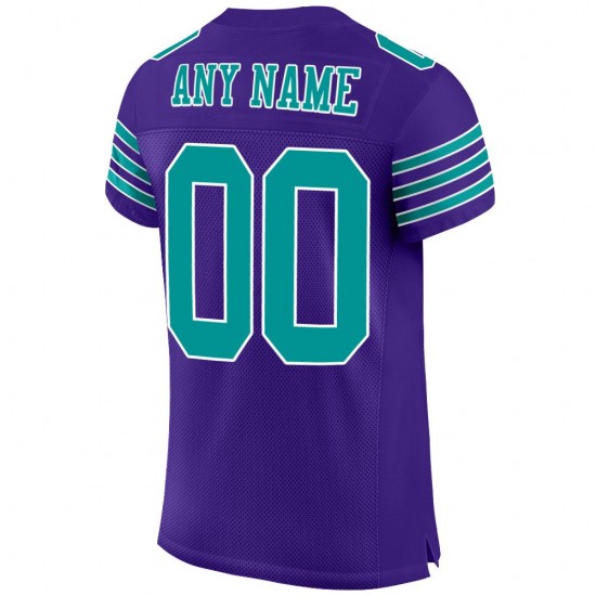 Custom Purple Aqua-White Mesh Authentic Football Jersey