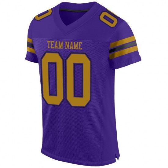 Custom Purple Old Gold-Black Mesh Authentic Football Jersey