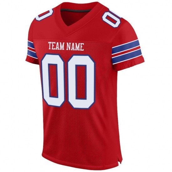 Custom Red White-Royal Mesh Authentic Football Jersey