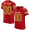 Custom Red Old Gold-White Mesh Authentic Football Jersey