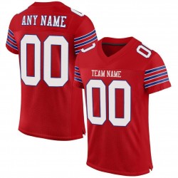 Custom Red White-Royal Mesh Authentic Football Jersey