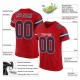 Custom Red Navy-White Mesh Authentic Football Jersey