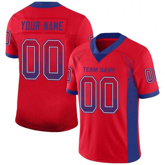 Custom Red Royal-White Mesh Drift Fashion Football Jersey