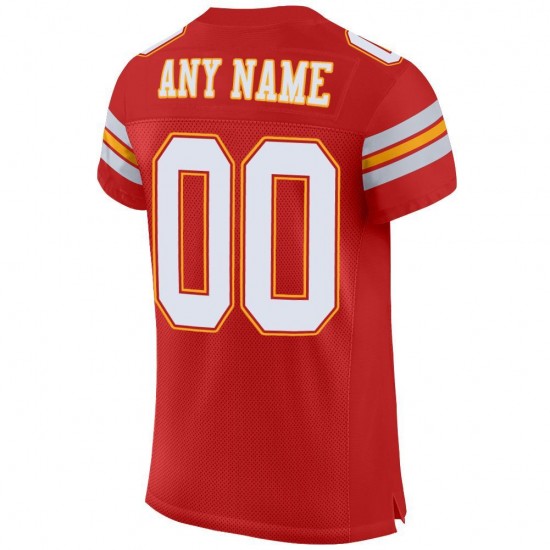 Custom Scarlet White-Gold Mesh Authentic Football Jersey