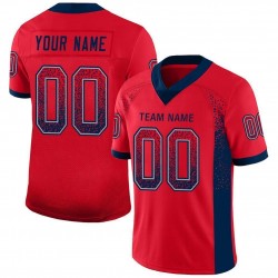 Custom Scarlet Navy-Gray Mesh Drift Fashion Football Jersey