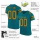 Custom Teal Old Gold-Black Mesh Authentic Football Jersey