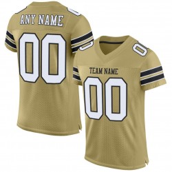 Custom Vegas Gold White-Black Mesh Authentic Football Jersey