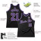 Custom Black Purple-Cream Authentic Throwback Basketball Jersey