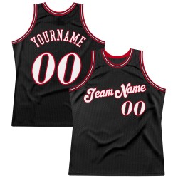 Custom Black White-Red Authentic Throwback Basketball Jersey