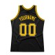 Custom Black Gold-White Authentic Throwback Basketball Jersey