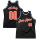 Custom Black Orange-Light Blue Authentic Throwback Basketball Jersey