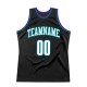 Custom Black White-Teal Authentic Throwback Basketball Jersey