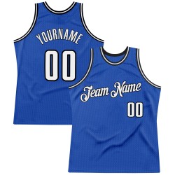 Custom Blue White-Black Authentic Throwback Basketball Jersey