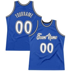 Custom Blue White-Black Authentic Throwback Basketball Jersey