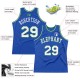 Custom Blue White-Kelly Green Authentic Throwback Basketball Jersey