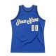 Custom Blue White-Black Authentic Throwback Basketball Jersey