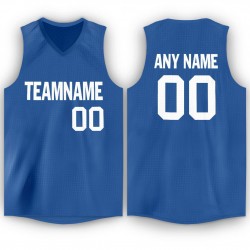 Custom Blue White V-Neck Basketball Jersey