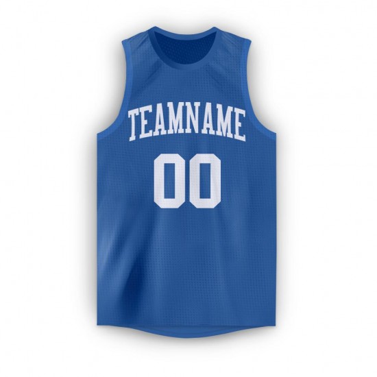 Custom Blue White Round Neck Basketball Jersey