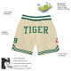 Custom Cream Kelly Green-White Authentic Throwback Basketball Shorts