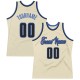 Custom Cream Black-Blue Authentic Throwback Basketball Jersey