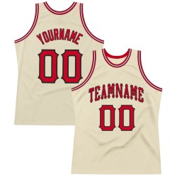 Custom Cream Red-Black Authentic Throwback Basketball Jersey