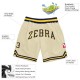 Custom Cream Navy-Gold Authentic Throwback Basketball Shorts