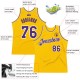 Custom Gold Purple-White Authentic Throwback Basketball Jersey