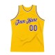 Custom Gold Purple-White Authentic Throwback Basketball Jersey