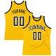 Custom Gold Navy-White Authentic Throwback Basketball Jersey