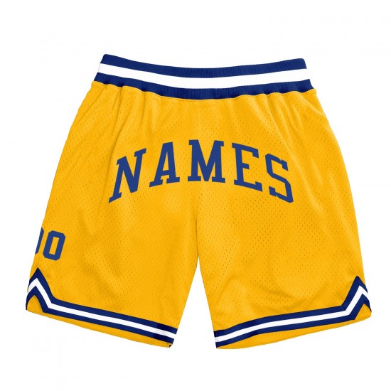 Custom Gold Royal-White Authentic Throwback Basketball Shorts