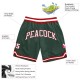 Custom Hunter Green White-Red Authentic Throwback Basketball Shorts