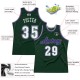 Custom Hunter Green White-Purple Authentic Throwback Basketball Jersey