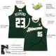 Custom Hunter Green White-Cream Authentic Throwback Basketball Jersey