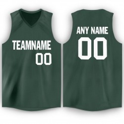 Custom Hunter Green White V-Neck Basketball Jersey