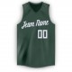 Custom Hunter Green White V-Neck Basketball Jersey