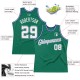 Custom Kelly Green White-Royal Authentic Throwback Basketball Jersey