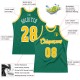 Custom Kelly Green Gold-White Authentic Throwback Basketball Jersey