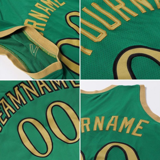 Custom Kelly Green Old Gold-Black Authentic Throwback Basketball Jersey