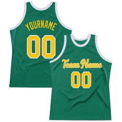 Custom Kelly Green Gold-White Authentic Throwback Basketball Jersey