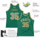 Custom Kelly Green Old Gold-White Authentic Throwback Basketball Jersey