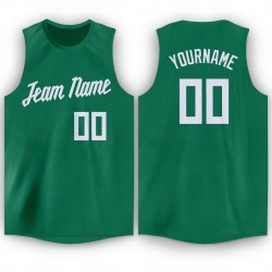 Custom Kelly Green White Round Neck Basketball Jersey