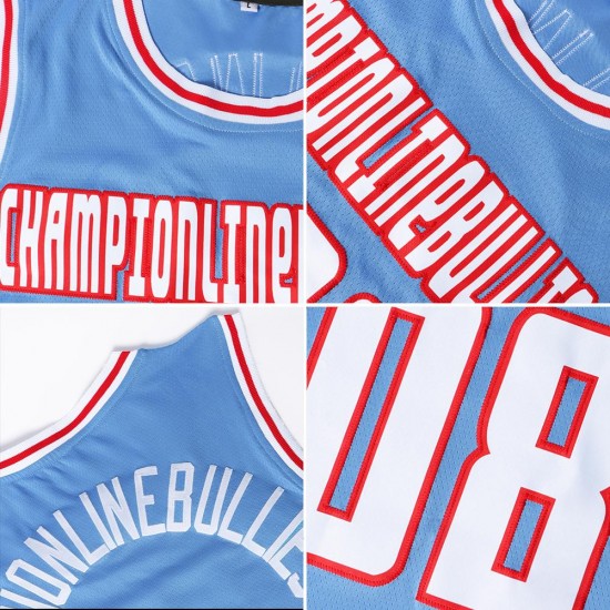 Custom Light Blue Pink-Black Authentic Throwback Basketball Jersey