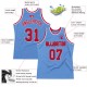 Custom Light Blue Red-Navy Authentic Throwback Basketball Jersey