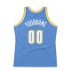 Custom Light Blue White-Gold Authentic Throwback Basketball Jersey