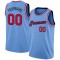 Custom Light Blue Red-Navy Round Neck Rib-Knit Basketball Jersey