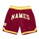 Custom Maroon White-Gold Authentic Throwback Basketball Shorts