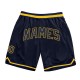 Custom Navy Navy-Gold Authentic Throwback Basketball Shorts