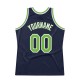 Custom Navy Neon Green-White Authentic Throwback Basketball Jersey